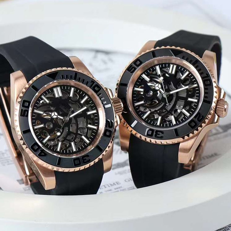 Seiko Yacht Master Mod Watch 40mm Automatic Tribute │ Black x Gold │ Seiko Submariner │ Seiko Diver │ Japanese NH35 Movement SKX
