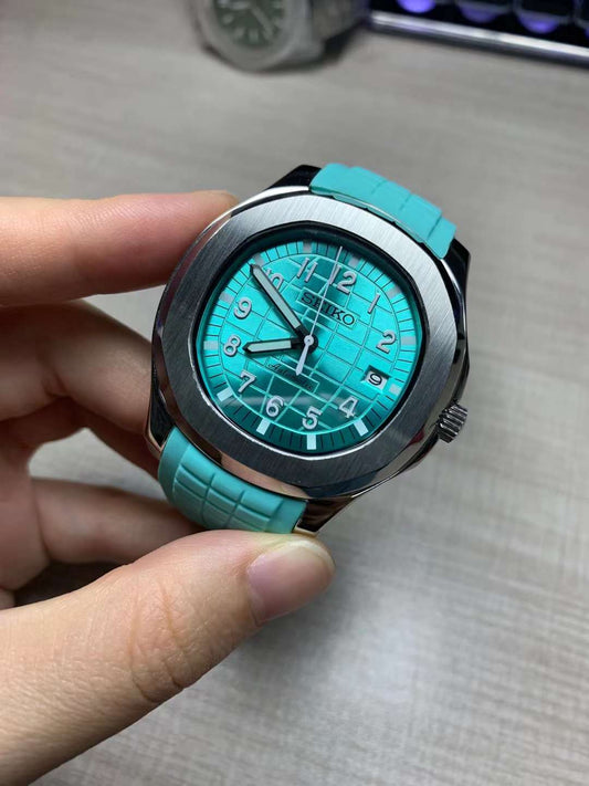 Seiko Mod Watch, Aquanaut, tiffany blue, Seiko PP, Seiko Diver, Japanese NH35 Movement Watch