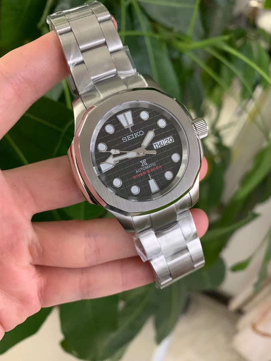 Seiko Mod Watch, Aquanaut, Silver x Black, Seiko PP, Seiko Diver, Japanese NH35 Movement Watch