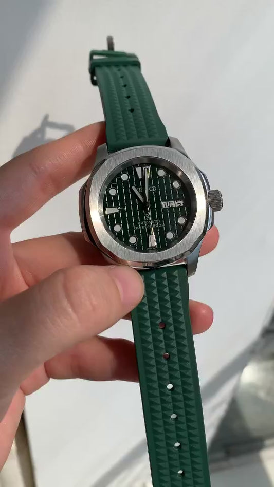 Seiko Mod Watch, Aquanaut, Green x Silver, Seiko PP, Seiko Diver, Japanese NH35 Movement Watch, Gift for Him