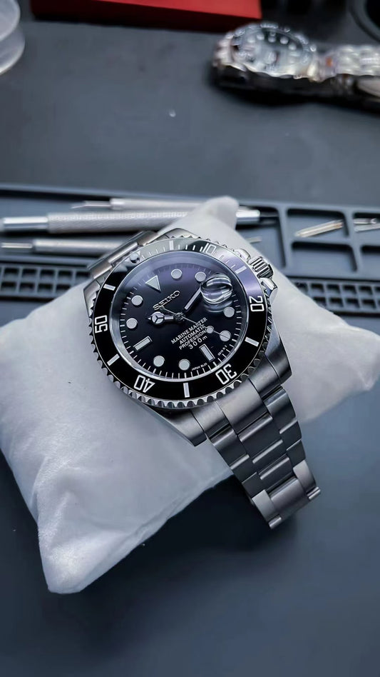 Seiko Submariner Mod Watch 40mm Automatic Tribute │ Black │ Oyster bracelet │ Seiko Diver │ Japanese NH35 Movement Watch SKX │ Sunburst Dial