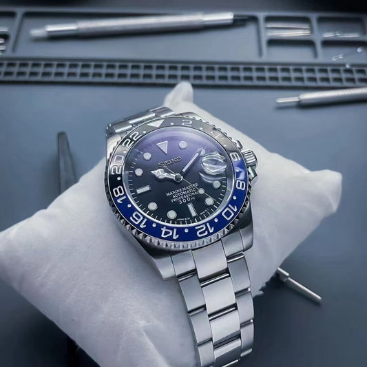 Seiko Submariner Mod Watch 40mm Automatic Tribute │ Black x Blue, Batman │ Seiko Submariner │ Seiko Diver │ Japanese NH35 Movement Watch SKX │ Sunburst Dial
